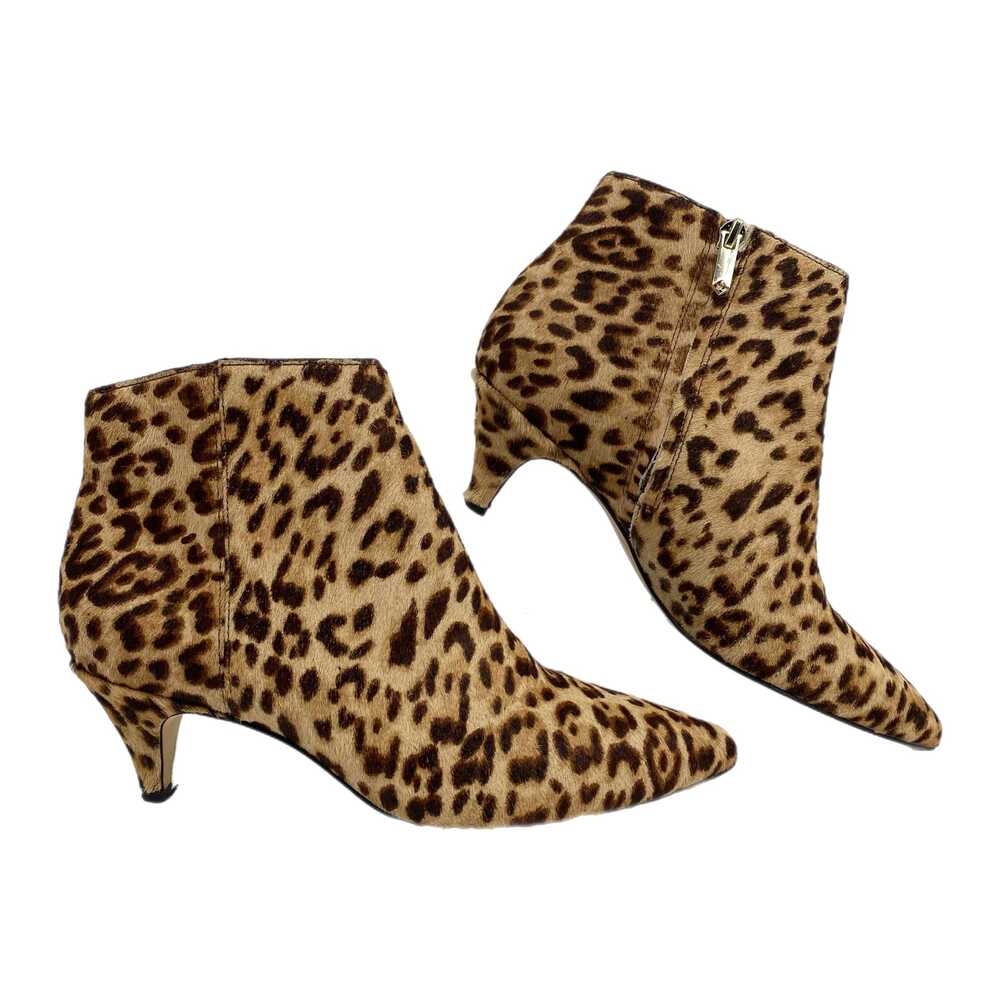 Sam Edelman Tan Brown Leopard Print Fur Kitten Heel Ankle Booties | Size 6.5